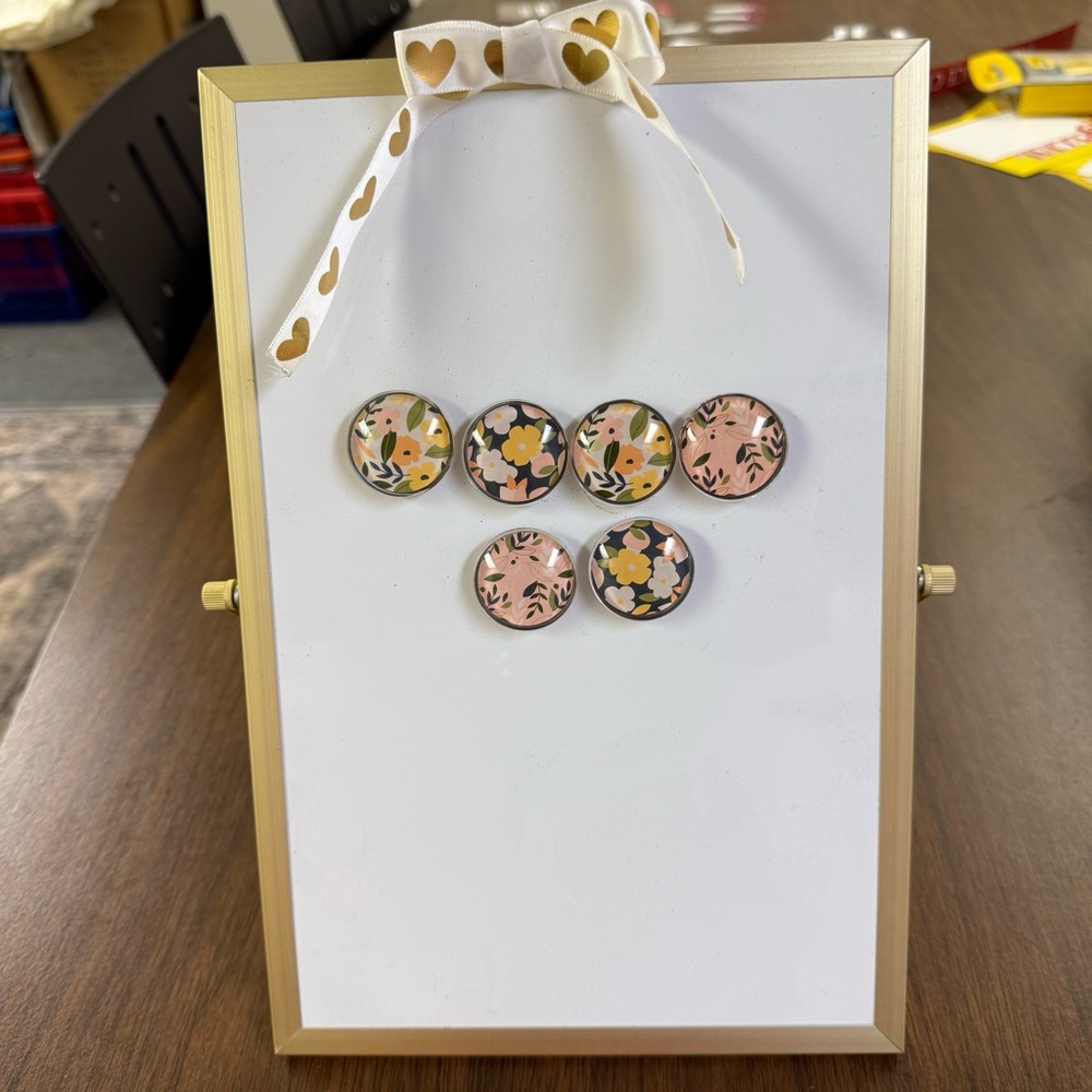 Gold Framed Magnetic Dry Erase Board w/ Marker& 6 Magnets- 8x12 Home School